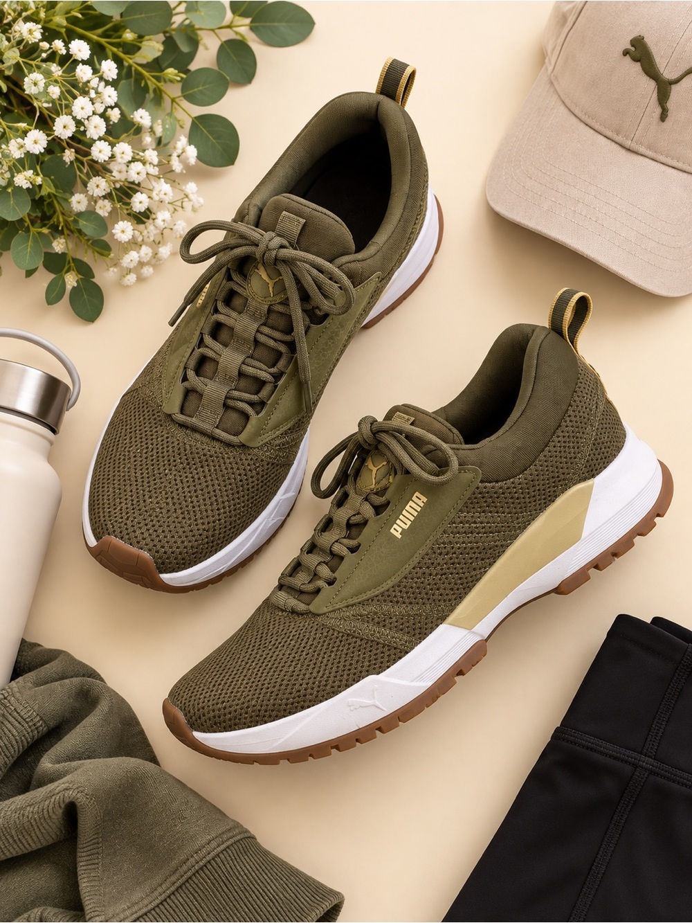 PUMA Olive Green Athletic Sneakers Women’s 9.5 Gum Sole